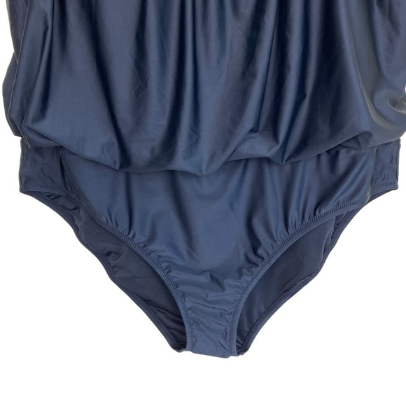 NWT J.Crew Draped Blouson One Piece Swimsuit Strapless Black Plus Size Sz 22 - Picture 8 of 16